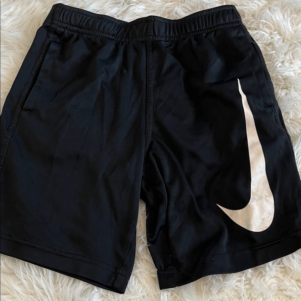 Nike Boys Black Shorts with White Swoosh